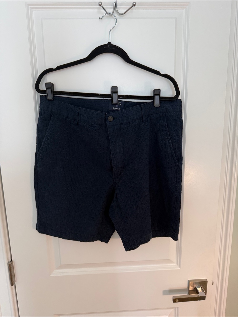 Men's Navy Textured Casual Shorts
